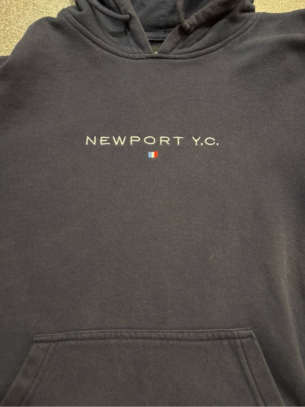 Newport Navy Blue Pullover Hoodie with Embroidered Logo
